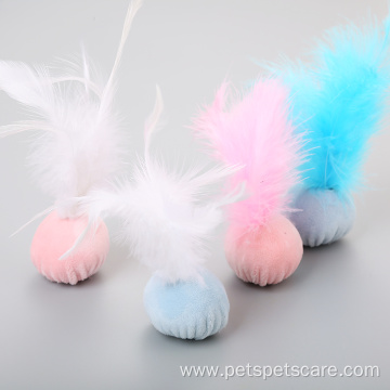 cat ball with feather and catnip cat toy